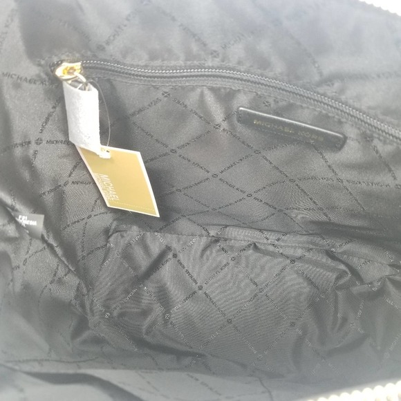 Michael Kors Charlotte Large Black Leather Tote Bag Zip Closure Gold Hardware - Picture 6 of 8